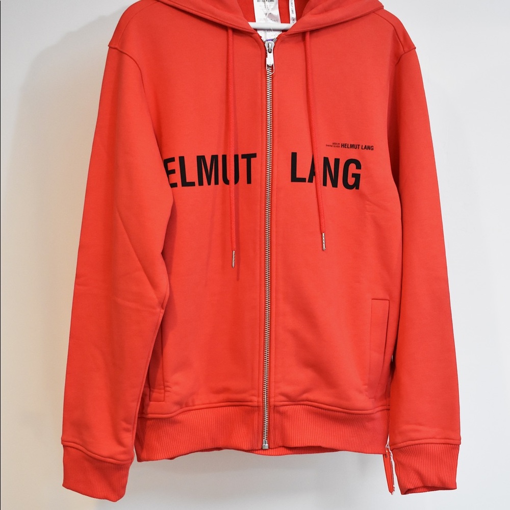 HELMUT LANG Red Campaign Logo Hoodie - Picture 2 of 8